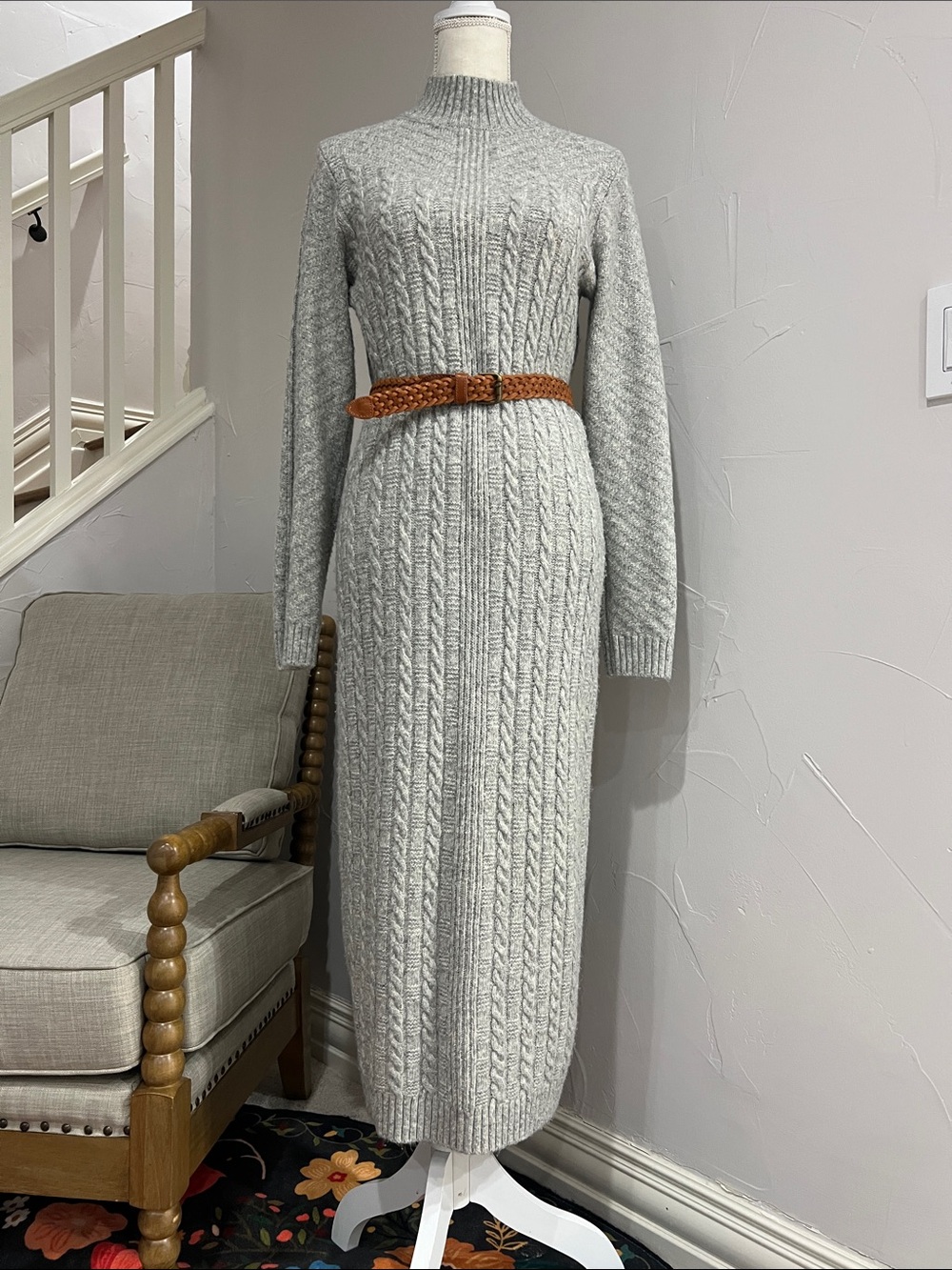 Tahari grey sweater dress - size L